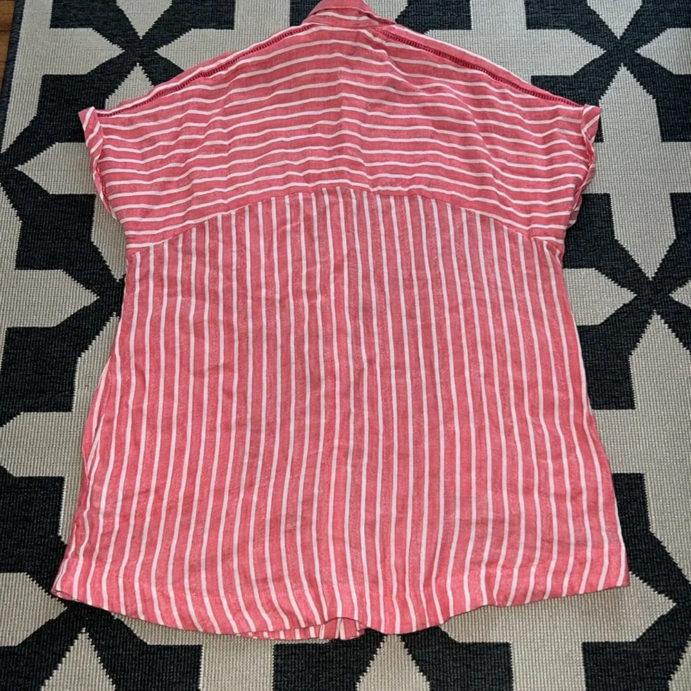 Free People Little Sway Coral Red Striped Button Down Shirt Dress